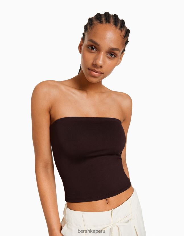 marrón Bershka mujer parte superior bandeau 806J6B663