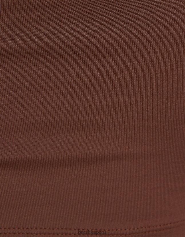 marrón Bershka mujer top corto asimétrico con tirantes 806J6B747