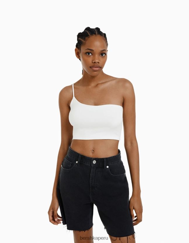 multicolor Bershka mujer Pack de 2 crop tops asimétricos en mezcla de nailon 806J6B728