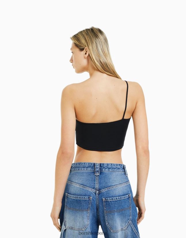 multicolor Bershka mujer Pack de 2 crop tops asimétricos en mezcla de nailon 806J6B728