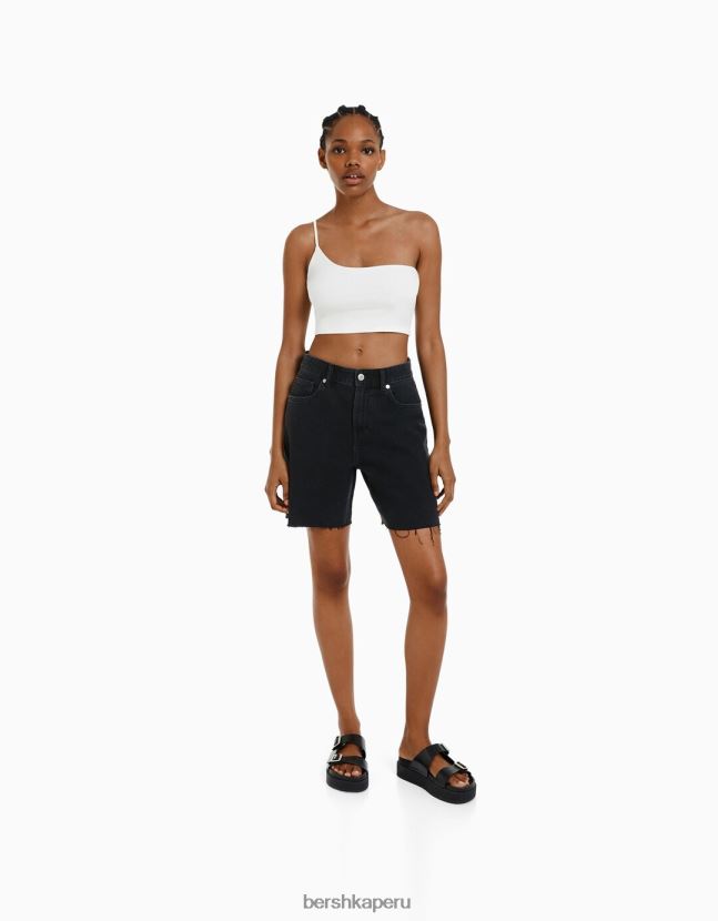 multicolor Bershka mujer Pack de 2 crop tops asimétricos en mezcla de nailon 806J6B728