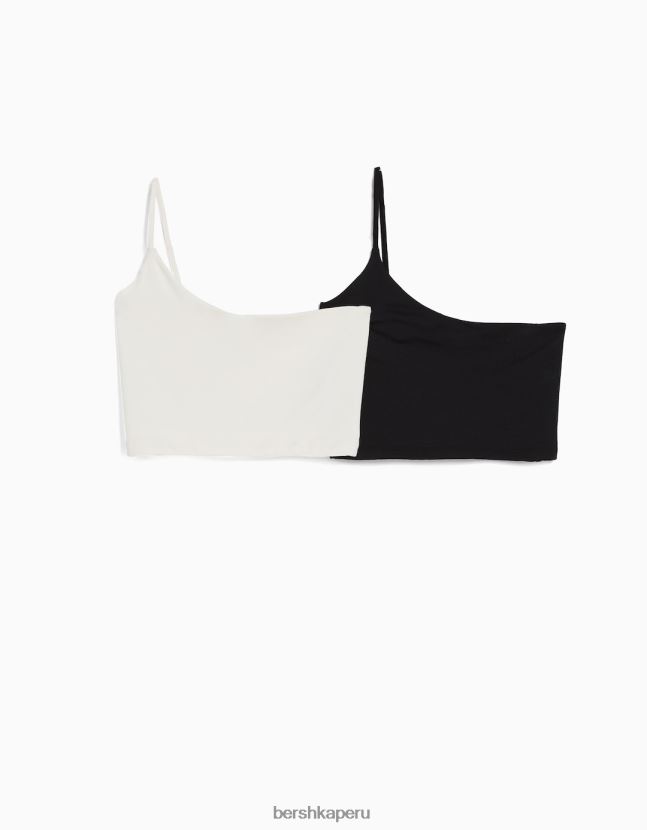 multicolor Bershka mujer Pack de 2 crop tops asimétricos en mezcla de nailon 806J6B728
