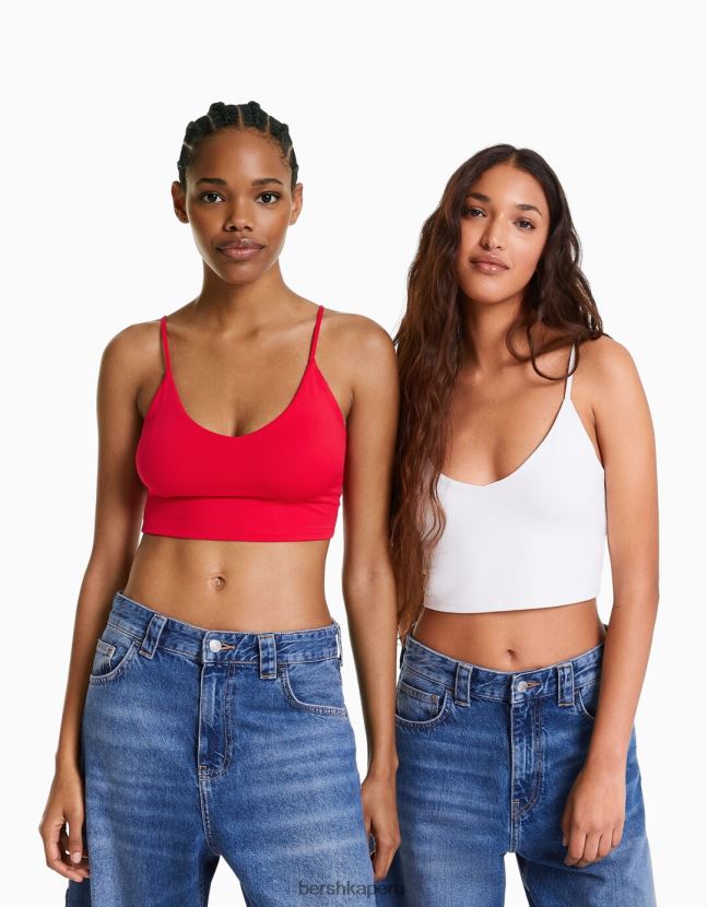 multicolor Bershka mujer pack de 2 crop tops con tirantes 806J6B785