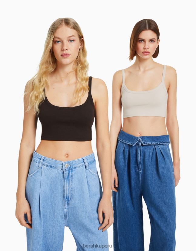 multicolor Bershka mujer pack de 2 crop tops de tiras 806J6B731