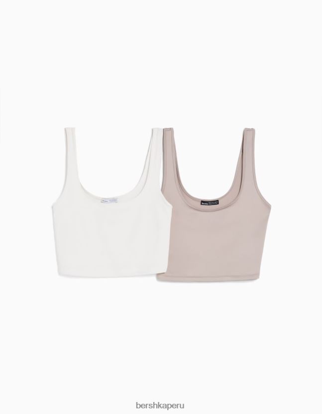 multicolor Bershka mujer pack de 2 crop tops de tiras 806J6B897