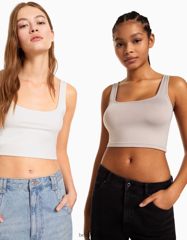 multicolor Bershka mujer pack de 2 crop tops de tiras 806J6B897