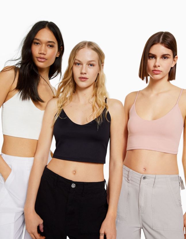 multicolor Bershka mujer pack de 3 crop tops de tiras 806J6B786