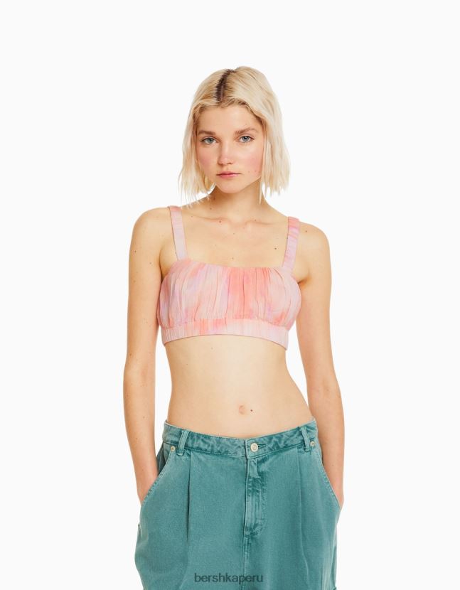 multicolor Bershka mujer top bralette de crepé con tiras 806J6B848