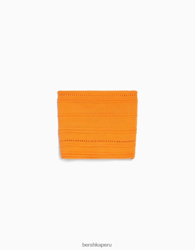 naranja Bershka mujer top bandeau de punto abierto 806J6B836