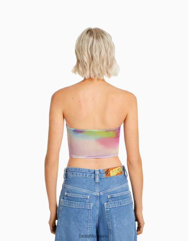 naranja Bershka mujer top corto tipo bandeau de malla 806J6B1899