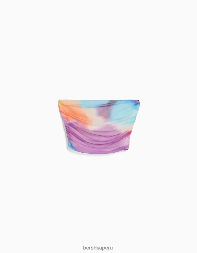 naranja Bershka mujer top corto tipo bandeau de malla 806J6B1899