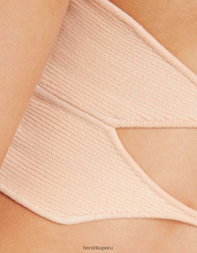 naranja Bershka mujer top halter con detalle tejido 806J6B852
