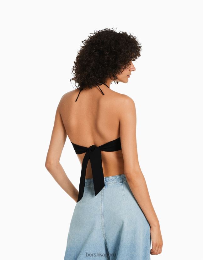 negro Bershka mujer camiseta sin mangas atada 806J6B881
