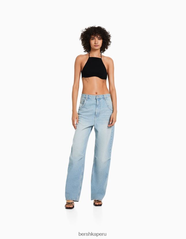 negro Bershka mujer camiseta sin mangas atada 806J6B881