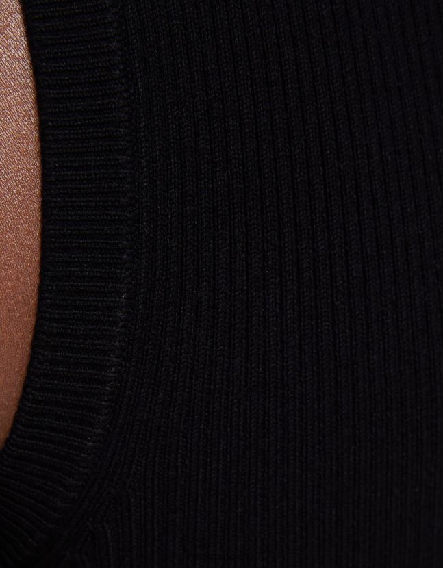 negro Bershka mujer camiseta sin mangas con lazos fruncidos 806J6B654