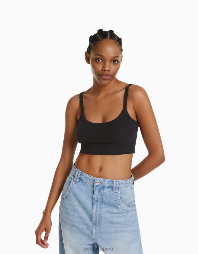 negro Bershka mujer camiseta sin mangas corta 806J6B2023