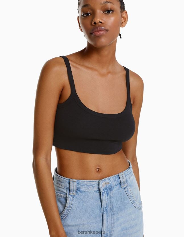 negro Bershka mujer camiseta sin mangas corta 806J6B2023