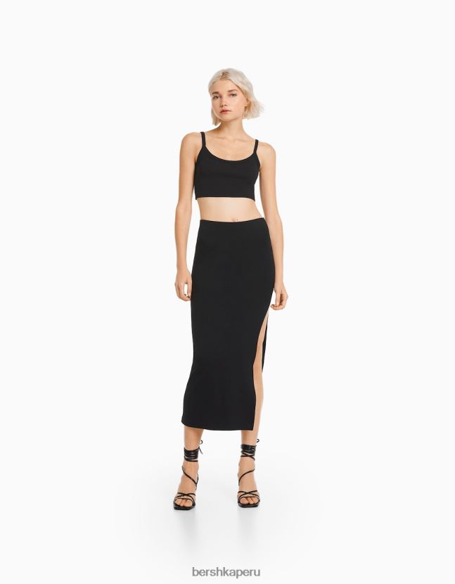 negro Bershka mujer camiseta sin mangas corta 806J6B816
