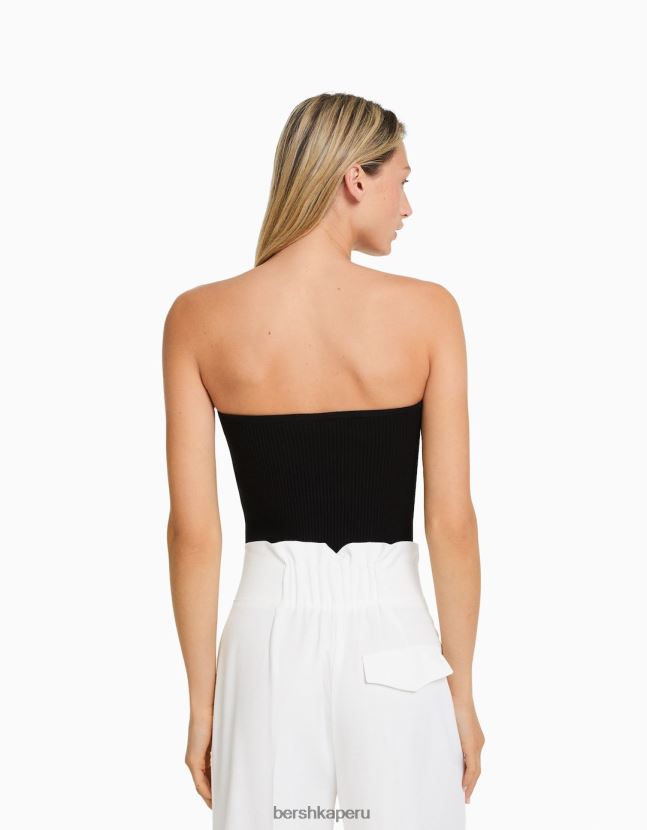 negro Bershka mujer corsé de canalé 806J6B725