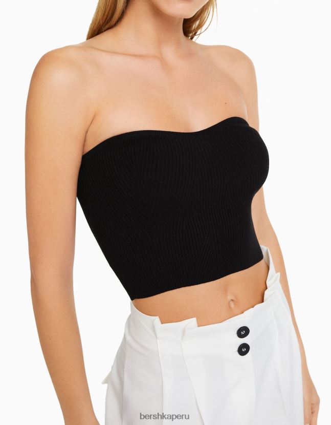 negro Bershka mujer corsé de canalé 806J6B725