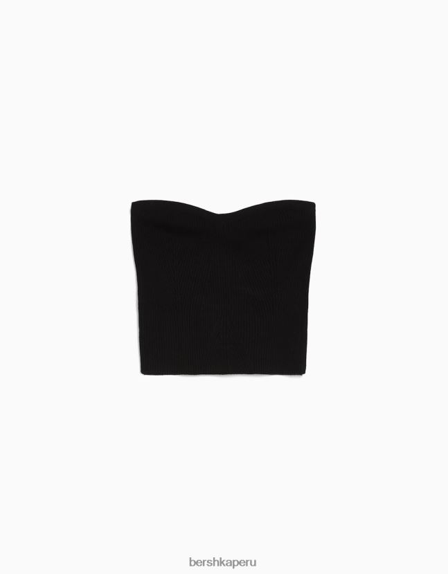 negro Bershka mujer corsé de canalé 806J6B725