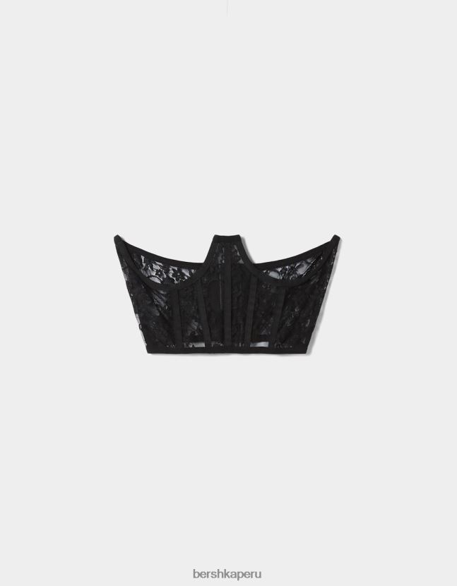 negro Bershka mujer corsé de encaje 806J6B2535