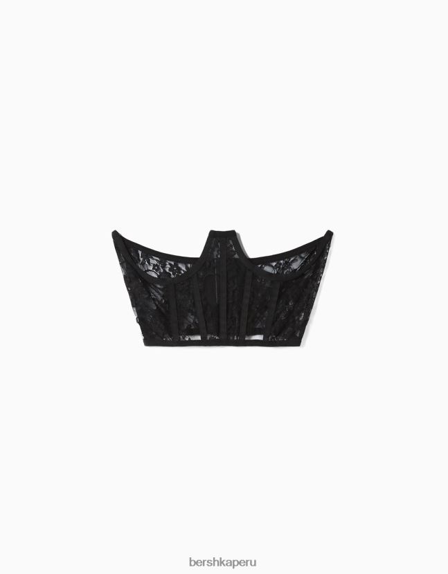 negro Bershka mujer corsé de encaje 806J6B2535