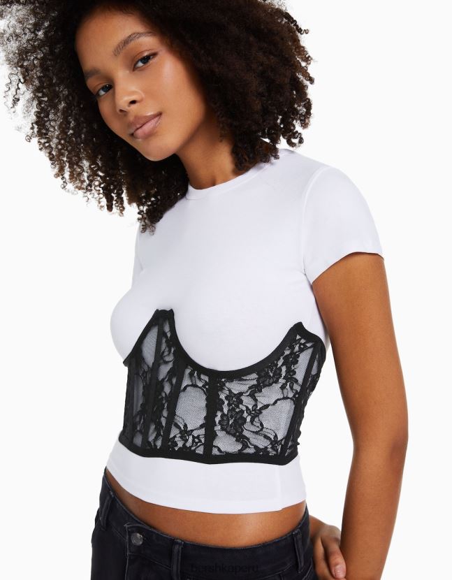 negro Bershka mujer corsé de encaje 806J6B790