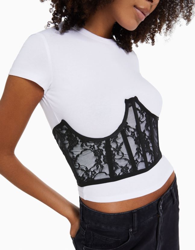 negro Bershka mujer corsé de encaje 806J6B790