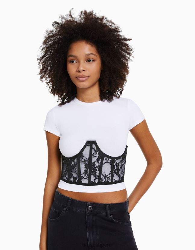 negro Bershka mujer corsé de encaje 806J6B790