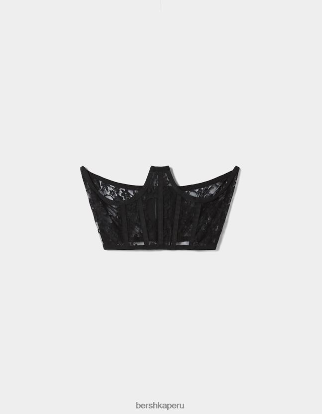 negro Bershka mujer corsé de encaje 806J6B790