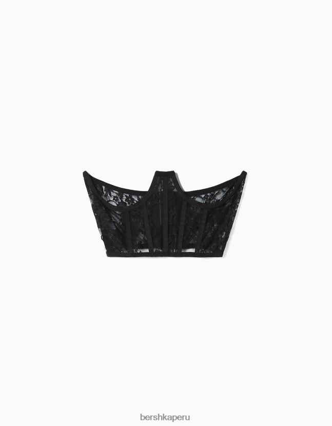 negro Bershka mujer corsé de encaje 806J6B790