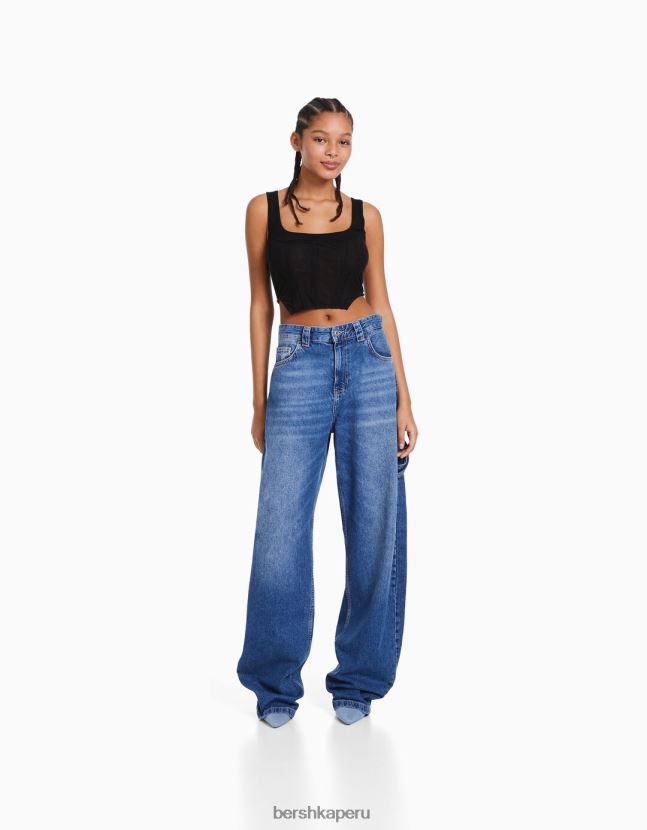 negro Bershka mujer corsé de tul sin mangas 806J6B721