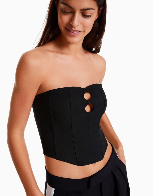 negro Bershka mujer corsé top bandeau 806J6B674