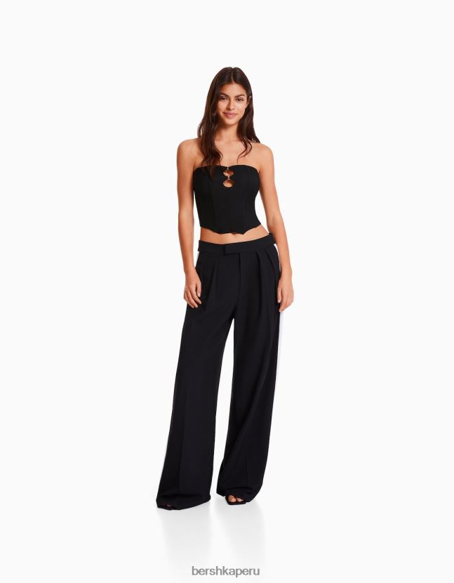 negro Bershka mujer corsé top bandeau 806J6B674