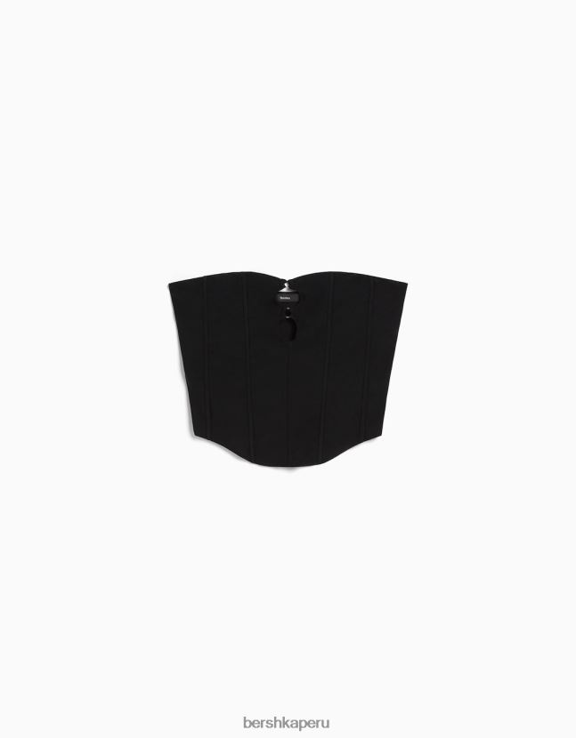 negro Bershka mujer corsé top bandeau 806J6B674