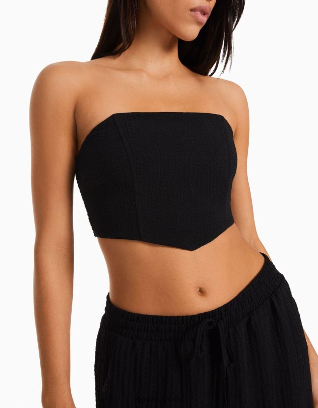 negro Bershka mujer corsé top bandeau 806J6B703