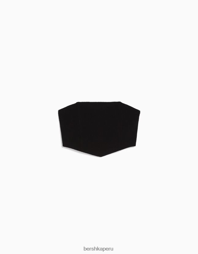 negro Bershka mujer corsé top bandeau 806J6B703