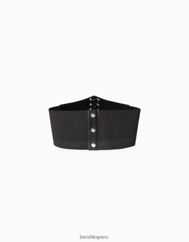 negro Bershka mujer corsé trenzado de piel sintética 806J6B865