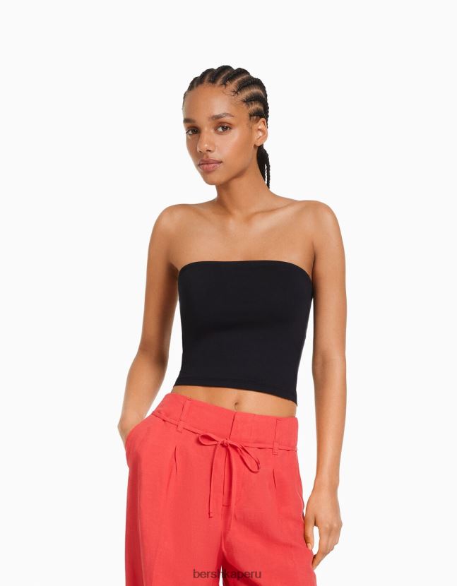 negro Bershka mujer parte superior bandeau 806J6B662
