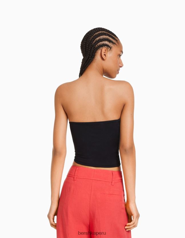 negro Bershka mujer parte superior bandeau 806J6B662