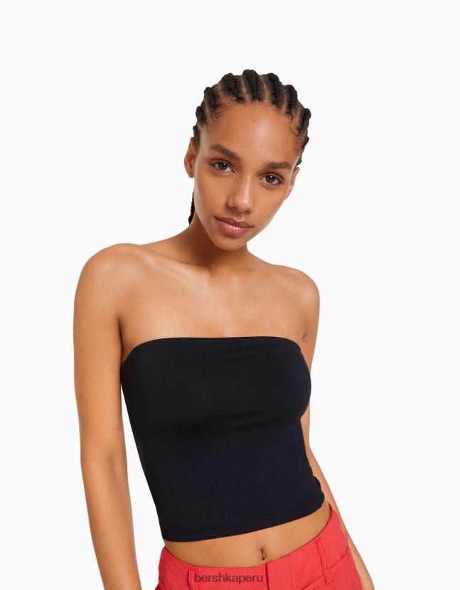 negro Bershka mujer parte superior bandeau 806J6B662