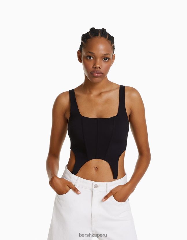 negro Bershka mujer parte superior del corsé 806J6B762