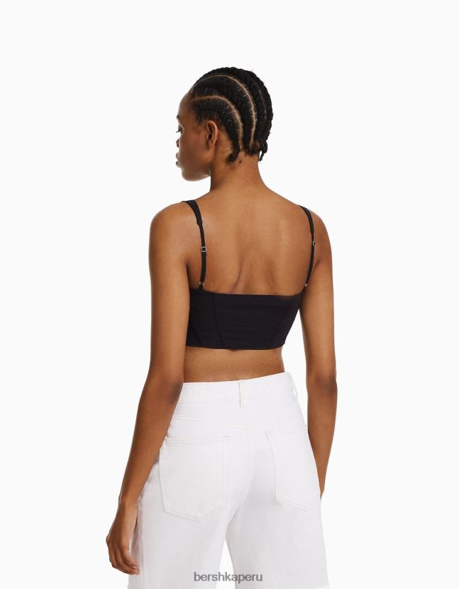 negro Bershka mujer parte superior del corsé 806J6B762