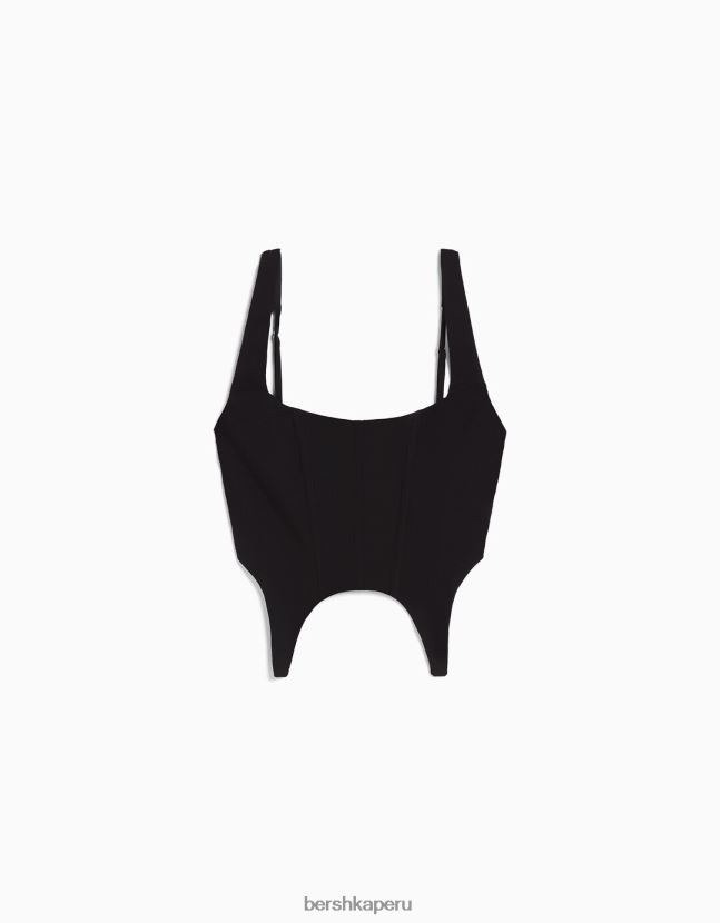 negro Bershka mujer parte superior del corsé 806J6B762