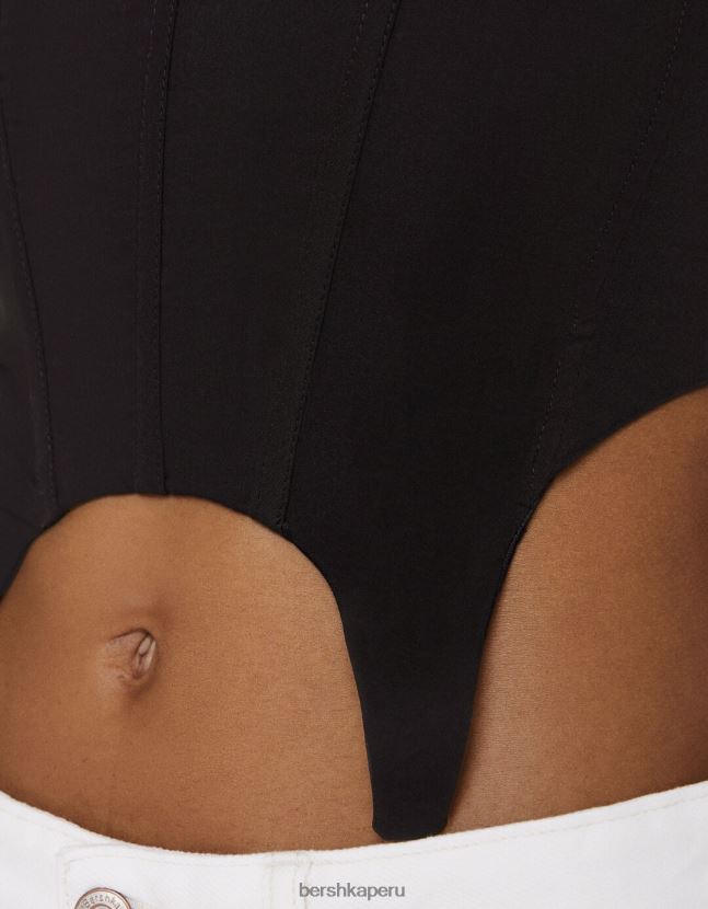 negro Bershka mujer parte superior del corsé 806J6B762