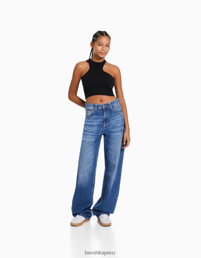 negro Bershka mujer top asimétrico sin costuras 806J6B876