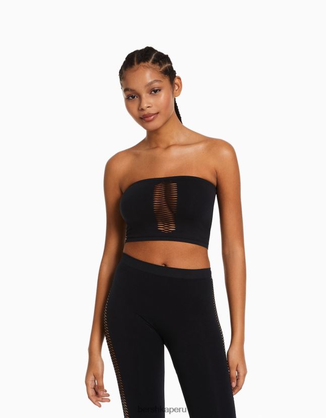 negro Bershka mujer top bandeau sin costuras 806J6B825