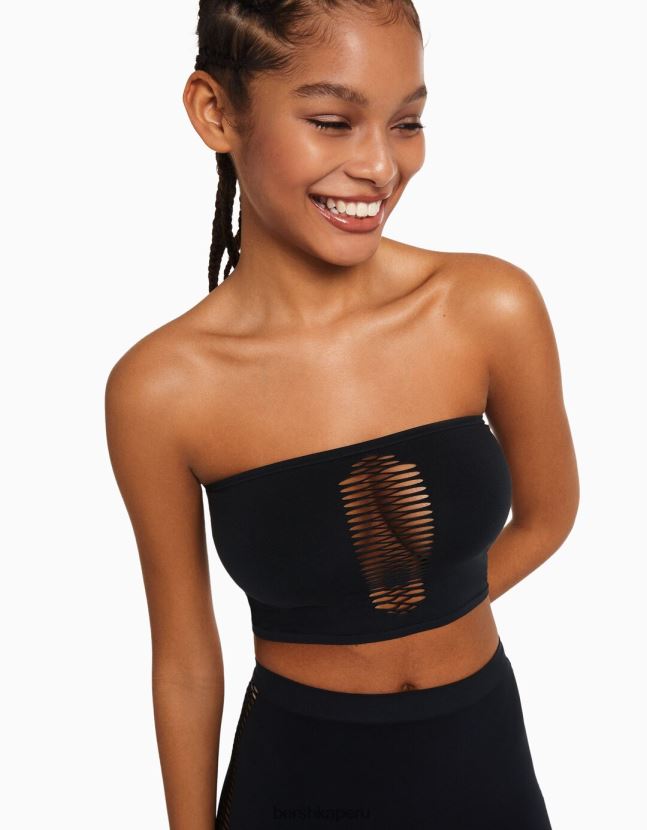 negro Bershka mujer top bandeau sin costuras 806J6B825