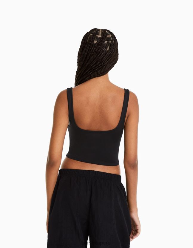 negro Bershka mujer top con tirantes anchos 806J6B801